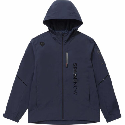 迪桑特（DESCENTE）字母印花连帽拉链长袖防风夹克外套男女同款 海军蓝 110