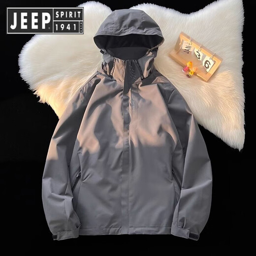JEEP SPIRIT Jeep Charge Men's 2025 New Summer Thin Outdoor Three-in-One Jacket Soft Shell Mountain Climbing Suit Women's Wind-Back 6628 Black Men and Women's Three-in-One Reference Men's Model M