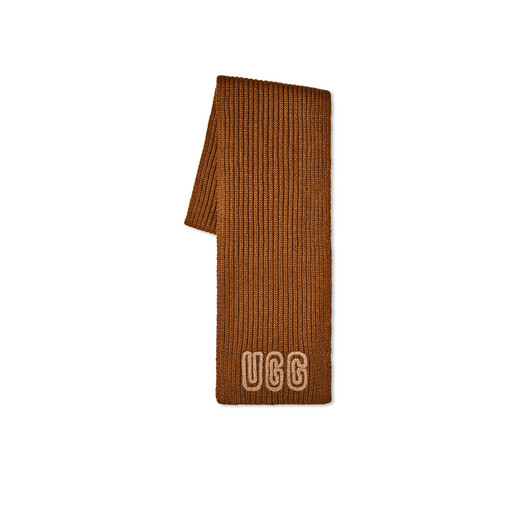 
UGG Autumn New Women's Fashion, Casual Warm and Comfortable LOGO Solid Color Coarse Rib Shawl Scarf 102787 DEC Dirk Brown