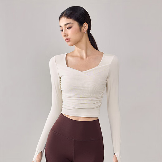 Xue Qianman Yoga Wear Women's All-in-One Sports Top with Breast Pads High-Looking Mesh Long-Sleeved Pilates Training Fitness Wear