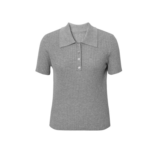 Eifli (eifini) Eifli versatile casual POLO neck slim sweater for women 2025 summer new commuter top for women Shentan gray S 80-105Jin [Jin equals 0.5 kg]
