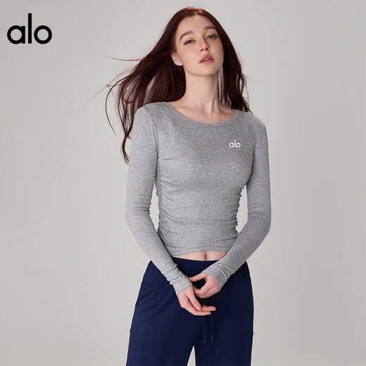 ALO YOGA yoga wear yoga spring and autumn long-sleeved T-shirt women's breathable quick-drying fitness sports Pilates white M