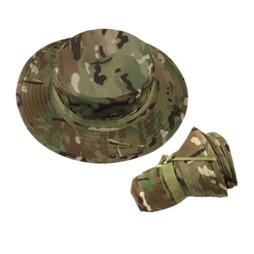 Camouflage Bunny Hat Outdoor Sun Hat Men's Big Brim Round Hat Fishing Hat Camouflage Hat Sun Protection Hat Bunny Hat-Dark Green 55-59CM