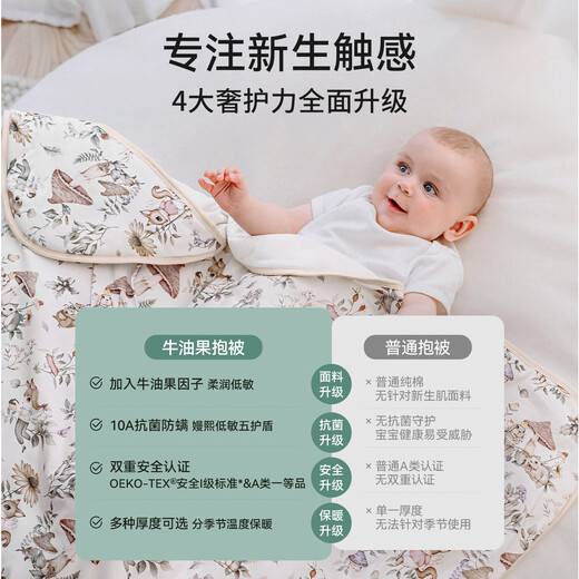 EMXEE's new baby blanket, newborn baby blanket, anti-jump four-season quilt, four seasons style, autumn luxury fairy tale, room temperature 18-26 90x90cm