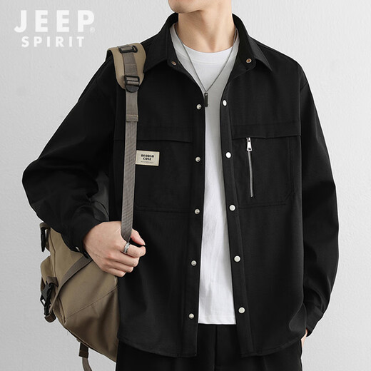 JEEP SPIRIT吉普衬衫男长袖秋季休闲工装外套男宽松百搭夹克上衣新款男装