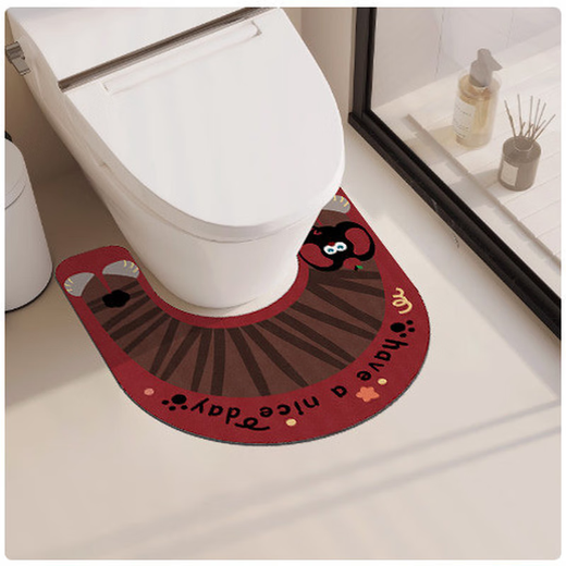 Mujer de piso en forma de baño de baño yonghuan para baño para baño Mat de pie especial anti-deslizamiento de agua de lodo absorción de agua Pedal de pie K4877p lindo polvo pequeño P 50x55cm Sebuloso Absorción de agua fuerte