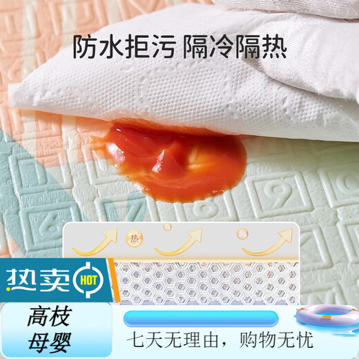 欧孕婴儿双面折叠爬爬垫xpe大尺寸加厚泡沫爬行垫室内宝宝玩具游戏垫 小熊派对 180cmx160cm薄款(0.8左右))