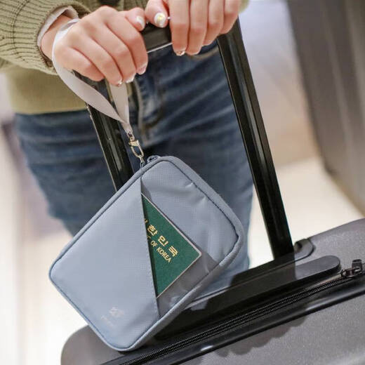 Yonghuan large-capacity passport bag portable family travel travel passport clip storage bag carry bag large blue gray can hold 4 passports