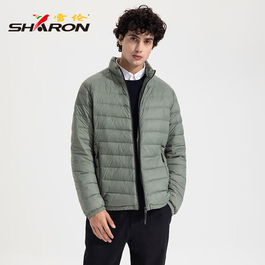 雪伦轻薄羽绒服男短款休闲时尚百搭无帽秋冬轻暖外套 13662 琉璃黑 L