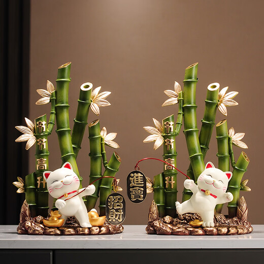 Rising el gato y los adornos ricos de bambú de la sala de estar del gabinete de televisión de la oficina de decoración de la casa Regalo SN9922 Rising The Bamboo + Tag Cat