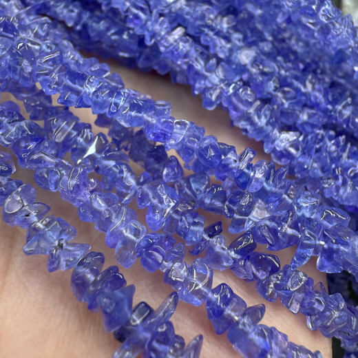 DL 1998 Fat Donglai quality tanzanite bracelet natural special grade amorphous raw stone gravel DIY with beads semi-finished 3-5mm 1 piece 40cm