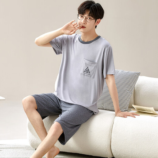 
Yalu Modal men's pajamas suit summer shorts shorts thin summer ice silk feel loose casual large size home G[6623] Modal shorts-cool and breathable L [recommended 100-120 Jin[Jin equals 0.5 kg]]