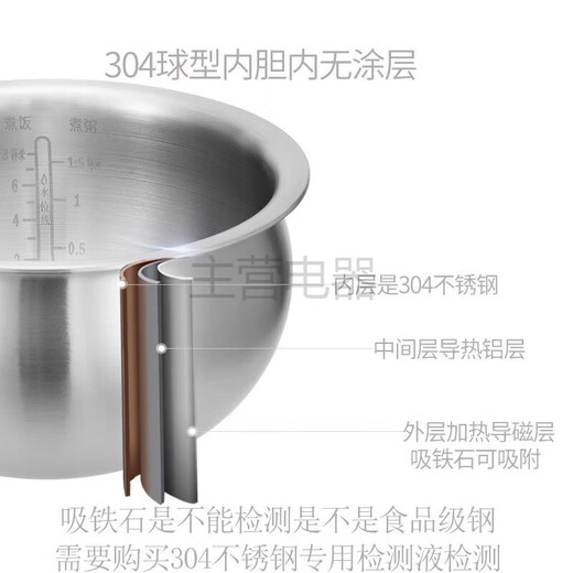 苏泊尔（SUPOR）电饭煲CFXB40FC834/9133Q/7033/693/661/665/33-75内胆 4升304不锈钢0涂层