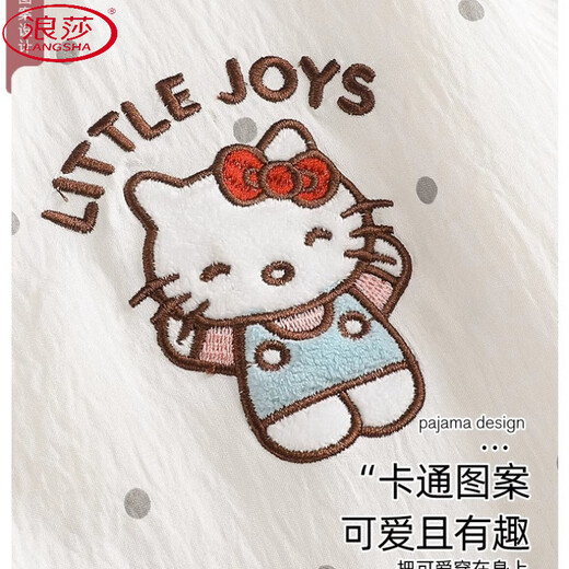 浪莎（LangSha）波点凯蒂猫印花三件套装睡衣女ins夏季新款短袖学生家居服可外穿 WZL-1477【高质量三件套】 XL 【建议120-135斤】