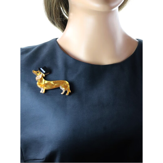 QUAMER French acetic acid animal puppy brooch niche personality cartoon dachshund suit coat coat accessories