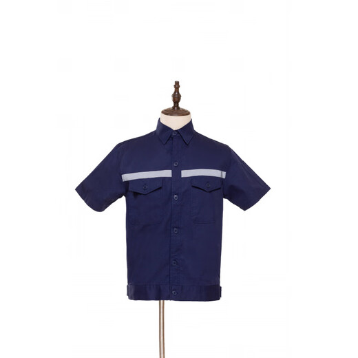 Yusenyi Southern Power Grid Workwear Summer Set Sommer Dünnstaat Grid reines Baumwoll kurzärmelige Arbeitskleidung South Navy Blue Blue No-Label Top One Size 16580 Uhr