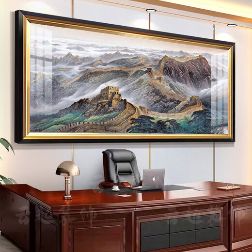 
He Jiangong's Great Wall Backing Mountain Picture of the Great Wall in the Great Hall, Jiangshan Wanli Painting Company Office Decorative Murals Club Background Hanging Painting CT-3892 Wanli Great Wall 240*110cm long [SF Express Home Entry] [Glossy Plexiglass]