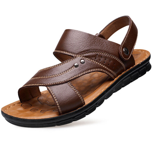 Egchi Sandalen Herren Sandalen Outdoor -Kopfschicht Kuhspanner atmungsaktiv