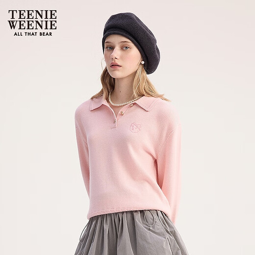 
Teenie Weenie bear cartoon sweater for women 2025 winter new women's sweater pink S