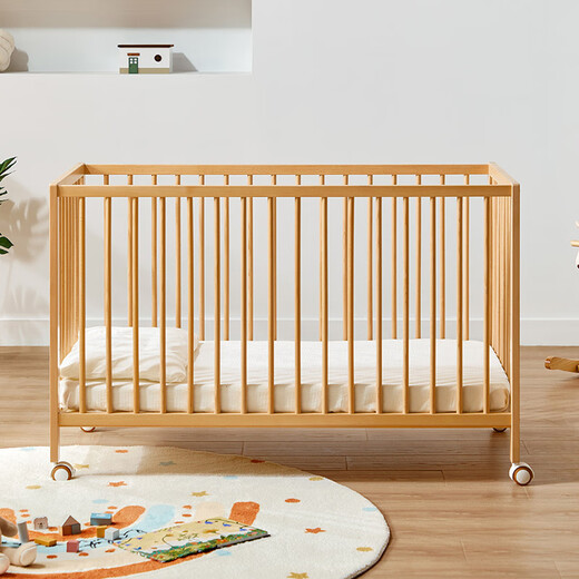 Lin's Home Cuna de madera sólida Tornio Demondeo Demonde de doble propósito 0.6*1.0 Cama de empalme Cama de haya móvil LS535A1 LS535A1