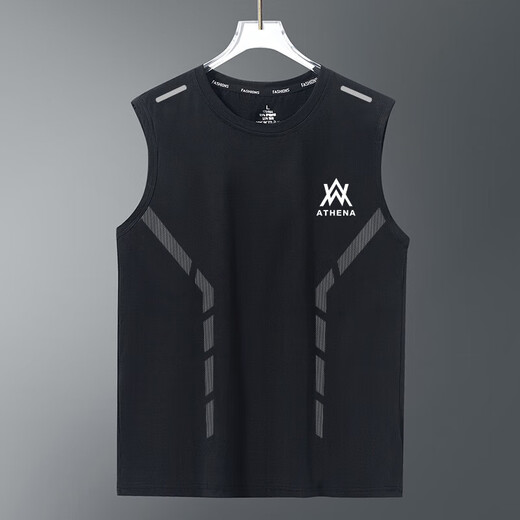 Sommer-Männereis-Seide Atmungsfreie Weste Sport Fitness Basis Hemd breites Schultertraining ärmellose T-Shirt Weste Schnelltrocknen wa schwarz [Schmetterlingsbalken-Weste] 2xl [Empfohlen 130-145 Jin [Jin gleich 0,5 kg]]