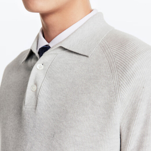 Jiumu King Cardigan Men's Clothing Contains 50% Wool Pullover Lapel Sweater 2025 Spring and Winter Men's Business Casual Sweater Slim Version + Gray + JY1DV40527 M 170/92A