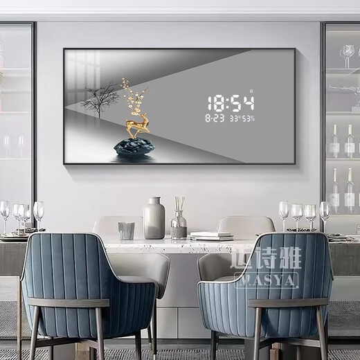 MIAOXU SOFA WALL PEINTURE DÉCORAGE PEINTURE SALON 2025 NOUVEAUX MODIFICATION MODERNE MODERNE MODERNE MODERNE BOX METTERIE DE LUXE DE LUXE DE LUXIÈRE AVEC CLOCK, SY694A, écran LED numérique Clock électronique connecté à 80 *
