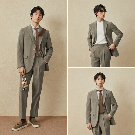 Guillaume Corduroy Suit Men's Jacket Brown Casual Unisex Commuting Naples Retro Suit Khaki Green Top + Pants 50