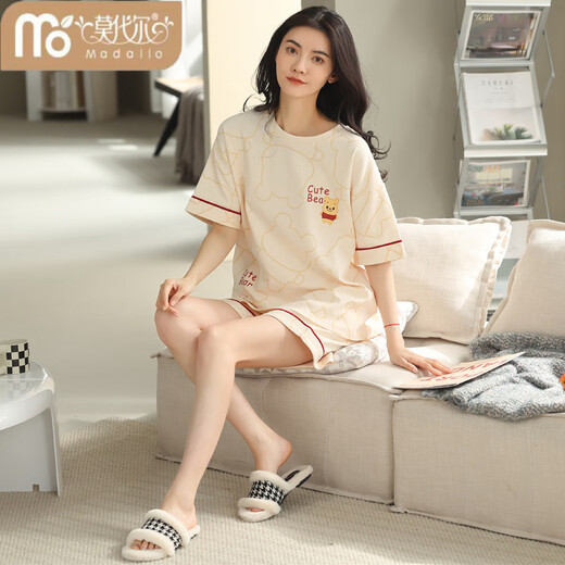 莫代尔2025年新款睡衣女夏纯棉短袖短裤春秋款夏天夏款可外穿家居服套装 ZH-9859#短裤 M (80-100斤)
