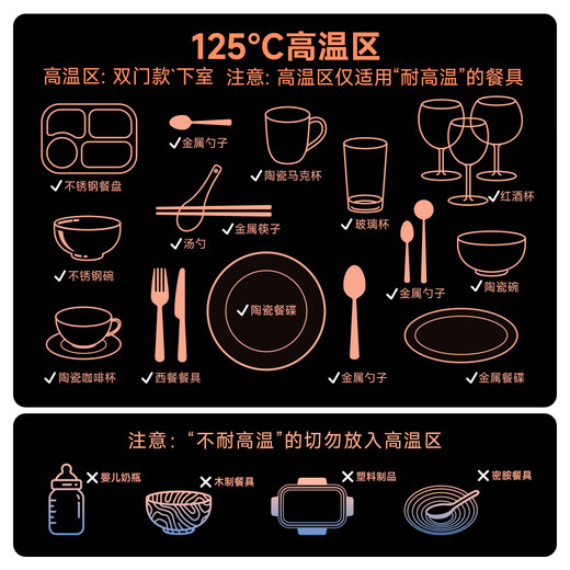 AUX Disinfection Cabinet Household Vertical Disinfection Cupboard Touch Control Two-Star Drain-Free Disinfection Cabinet Large Capacity High Temperature Disinfection Cupboard National Subsidy ZTP108-V7