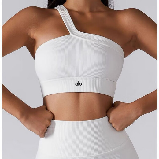 ALO YOGAAO YOGA European and American Yoga Vest Women's Fitness Sports Running Bra Shockproof Gathering Beautiful Back Sling Inner Flagship Shoulder Sling Extreme Gray S