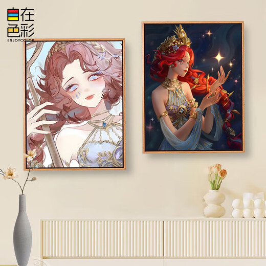 Identität Fünf Spielcharakter Digitales Ölmalerei Joseph Fischer Red Lady Dekoration Färbung Ölmalerei Nacht Uhr J1391 30*40 cm Massivholz Innenrahmen [Ultra-Clear Line Draft größer