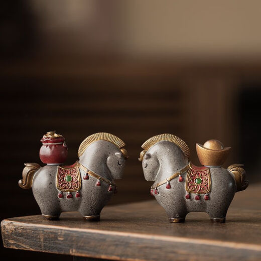 Thousands of color-changing tea pet ornaments, Chinese-style fortune-lubricating Tang horse tea table, tea set, tea tray accessories, exquisite tea pet, instant money-temperature-sensitive color-changing model
