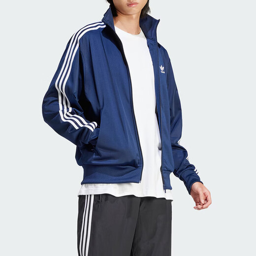 Adidas adidas xu minghao mismo estilo trébol hombres y mujeres sudadera de manga larga collar chaqueta rayada ir9893 azul m