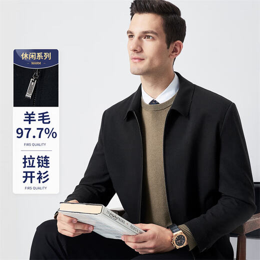 Shanshan 95 wool blended executive jacket men's spring and autumn business casual commuting lapel zipper cardigan short coat