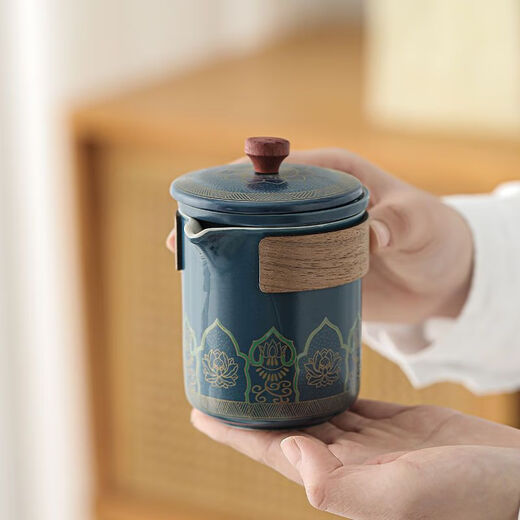 Ancient rhyme travel tea set car business trip portable ceramic quick cup one pot four cups company event business Jilan-one pot three cups+can+big black bag