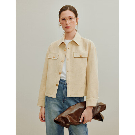 Inman Französisch Pendeln kleiner Duft Kurzjacke 2025 Herbst Frauen neue lässige Slim Gold Button Top Aprikosengelb s