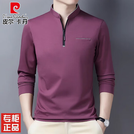 
Pierre cardin high-end men's clothing spring and autumn small stand collar men's long-sleeved T-shirt half-zipper casual base shirt men's free iron middle-aged dad P6623 dark blue M 165