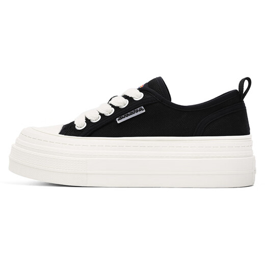 Dickies Britisch bequem und vielseitig dicke Sohle-Kee-resistente Hochhausschuhe Casual White Schuhe Trend Low Top Canvas Schuhe Frauen Beige 35