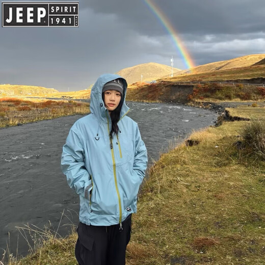 
JEEP SPIRIT Jeep Shock Clothes Women's 2025 New Three-in-One Windproof Waterproof Thin Single-layer Outdoor Mountaineering Jacket Men and Women's Size/Fleece Green 2XL