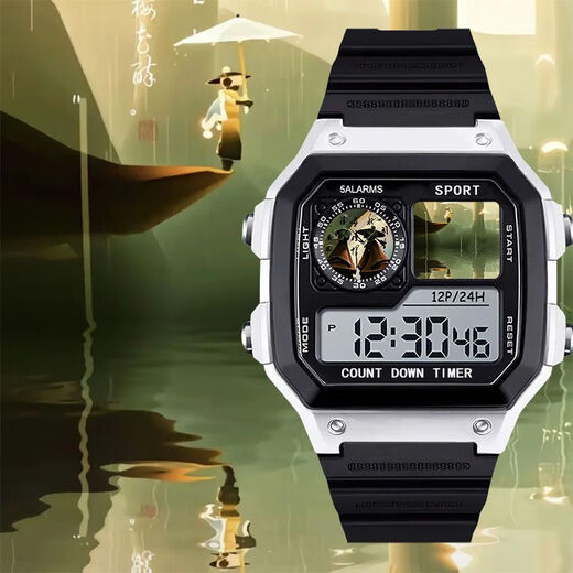Sky Light Escape Characters Anime Customized Watch Two-dimensional Smart Small Square Electronic Watch Men and Women's Model Students [Fashion Silver-Electronic Watch] z3883 Light Escape Super Value Gift Pack (Extra Long Battery + Gift Box Packaging)