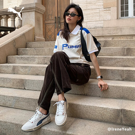 PUMA Dirty Shoes Men's and Women's Low-top Classic Retro Distressed Casual Sneakers LX 399254 Gray-White-Navy Blue-02 40.5