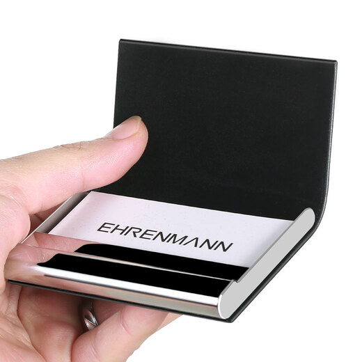 Ehrenmann Business Cowide Visitenkartenclip Männer Frauen große Kapazitätsrückgang Case Cart Card Card Hülle True Leather Kartuelle Customized Gift Schwarz
