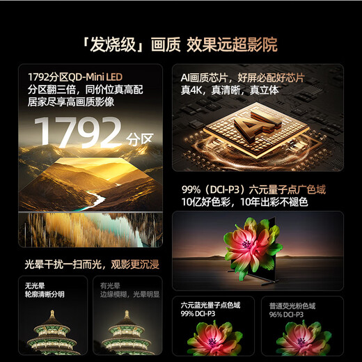 Skyworth TV 65A6F Pro 65-inch smart flat-panel TV 1792 partition QD-Mini LED echo wall LCD game 65-inch state subsidy 20% A6E+