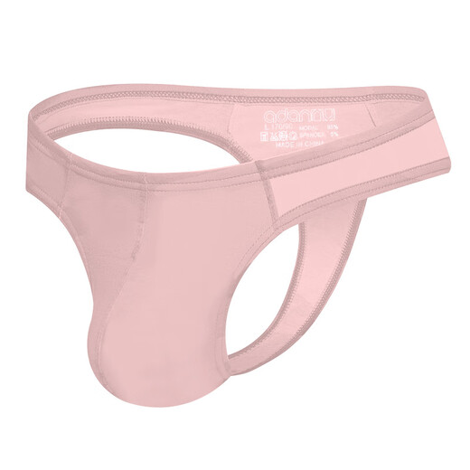 Men's thong sexy small triangle bikini solid color high cross single tit gay out sex underwear pink M