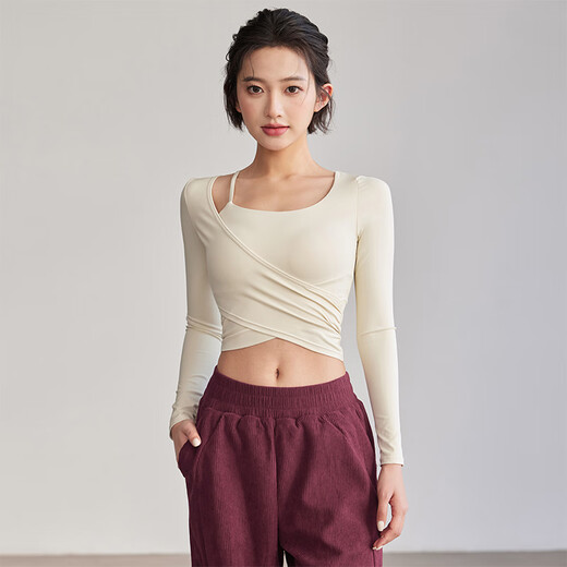Xue Qianman long-sleeved yoga clothes with chest pads for women in spring and summer two-piece high-looking running sports tops Pilates fitness T-shirts