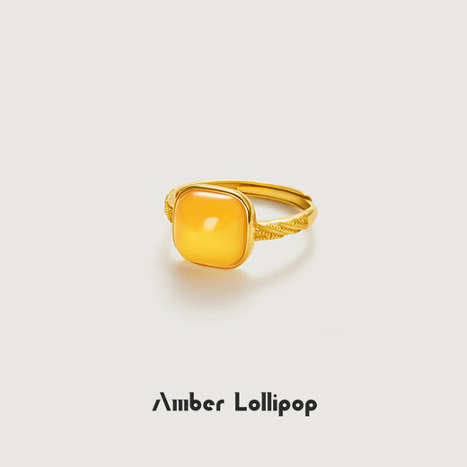 Amber Lollipop beeswax ring women's yellow amber ring open index finger ring anniversary birthday gift for girlfriend and wife