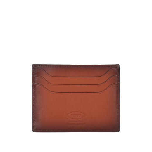 TOD'S男士商务真皮信用卡包多功能卡夹收纳金属标志钱包 棕色 均码