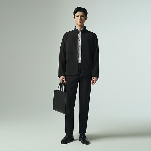 Lilan waterproof jacket autumn men's stand collar far infrared heating jacket autumn new simple business men's jacket black XL 175/92A