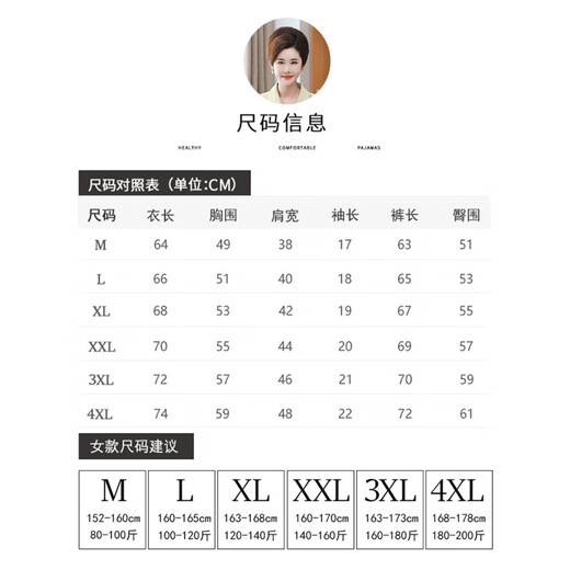 浪莎（langsha）妈妈开衫睡衣女夏季纯棉短袖七分裤大码薄款中老年妈妈家居服套装 9898# 3XL [建议160-180斤]
